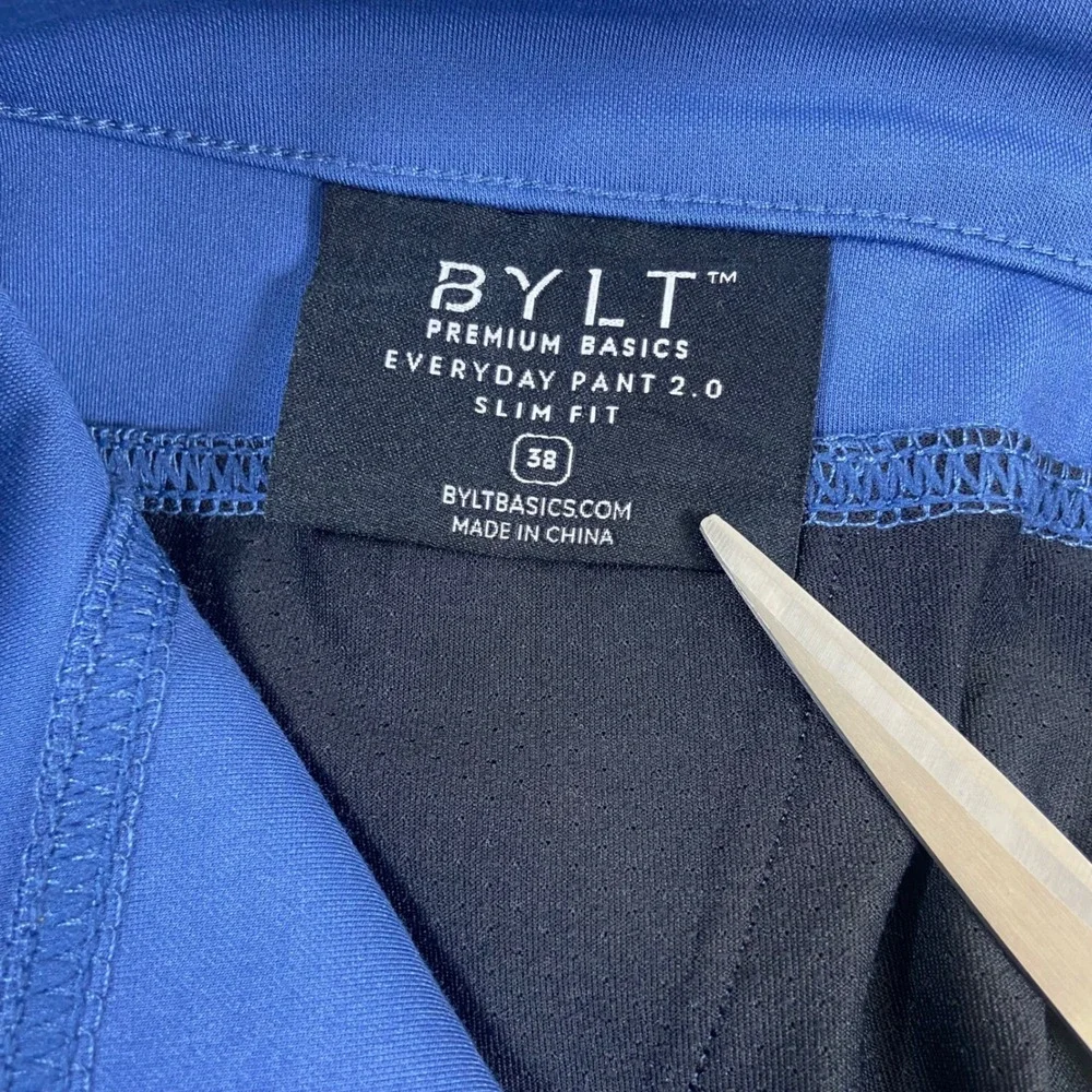 BYLT Mens 38 Lunar Blue Everyday Pant 2.0 New Slim Fit Performance Chino Stretch